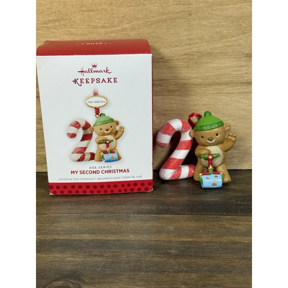 2013 Hallmark Keepsake My Second Christmas Bear Ornament Age Series QXG1992 &Box